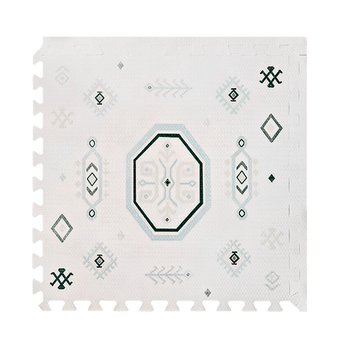 Alt Img | Single foam tile close-up with geometric pattern and edge detail from the toddlekind baby toddler foam modern designer puzzle play mat haven amira seagrass. Alt Img