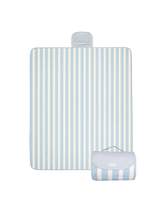 Folded compact play mat with handle and logo detail – toddlekind portable water resistant wander grande play mat mykonos for portability.  Alt Img