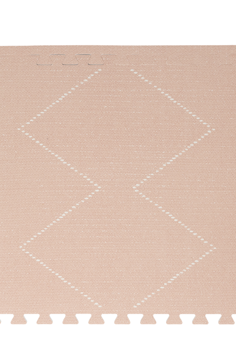 Close-up of a single textured foam tile with diamond pattern from the toddlekind baby toddler foam modern designer puzzle play mat haven tulum peony. Alt Img
