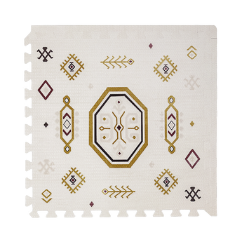 Alt Img | Close-up of single tile with geometric pattern from the toddlekind baby toddler foam modern designer puzzle play mat haven amira golden clay. Alt Img