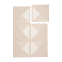Interlocking neutral tiles with one tile removed from toddlekind baby toddler foam modern designer puzzle play mat haven kyte mocha.
