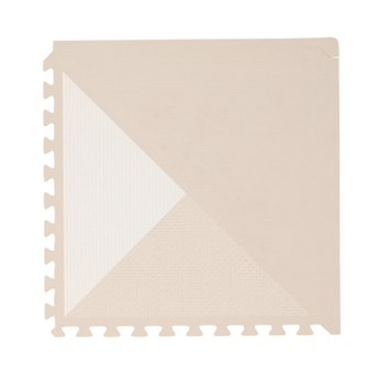 Close-up of a single geometric tile from toddlekind baby toddler foam modern designer puzzle play mat haven kyte mocha with soft textured surface. Alt Img