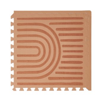 Close-up of a single textured tile with curved pattern from the toddlekind baby toddler foam modern designer puzzle play mat haven linear camel. Alt Img