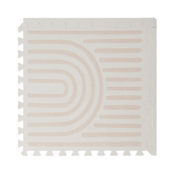 Close-up of a single textured tile with curved linear pattern from the toddlekind baby toddler foam modern designer puzzle play mat haven linear linen. Alt Img