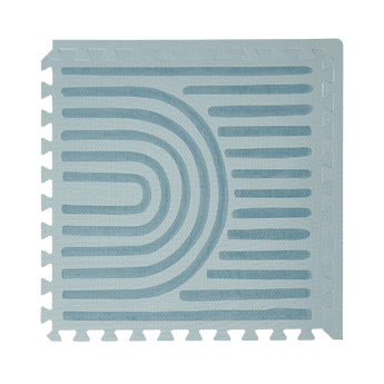 Close-up of a single textured tile with curved linear pattern from the toddlekind baby toddler foam modern designer puzzle play mat haven linear mineral. Alt Img