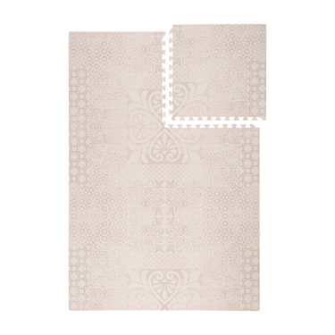 Interlocking tile layout with one piece removed showing the toddlekind baby toddler foam modern designer puzzle play mat haven  aria maple.