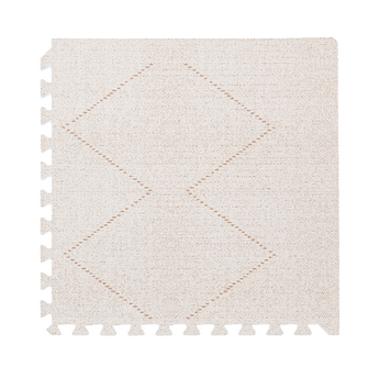 Close-up of a single textured tile with subtle diamond pattern from the toddlekind baby toddler foam modern designer puzzle play mat haven tulum bone. Alt Img