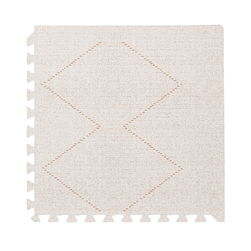 Close-up of a single textured tile with subtle diamond pattern from the toddlekind baby toddler foam modern designer puzzle play mat haven tulum bone. Alt Img