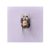 Overhead view of toddler on ride-on toy centered on toddlekind baby toddler foam modern puzzle play mat classic lilac. Alt Img
