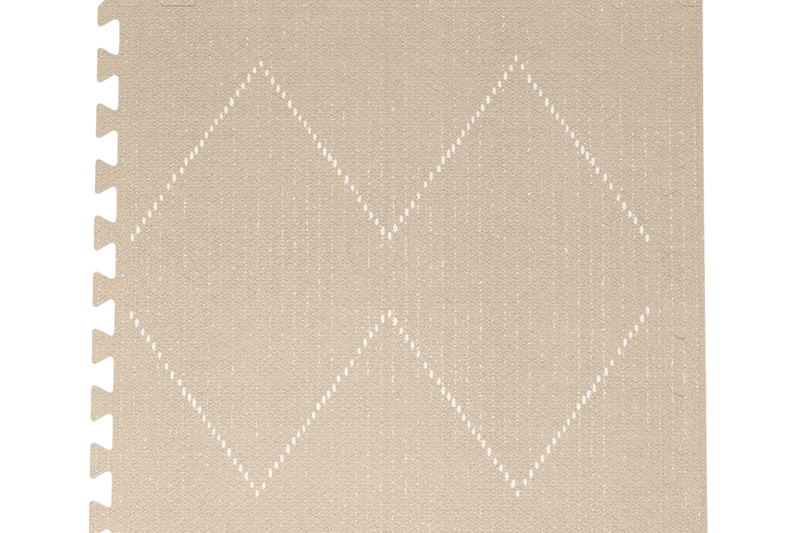 Close-up of a single textured foam tile with diamond pattern from the toddlekind baby toddler foam modern designer puzzle play mat haven tulum dessert caliza. Alt Img