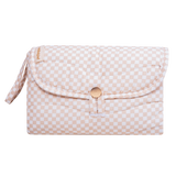 Closed toddlekind baby portable changing clutch mini maven check oat with strap for easy carrying and travel.